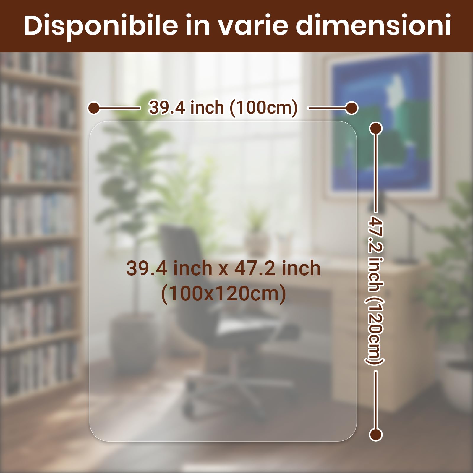 COSYLAND Tappeto trasparente salva parquet in PVC, Tappeto sedia ufficio antiscivolo, facile da pulire, compatibile con tutti i pavimenti tranne moquette - 100 x 120 cm aggiornamento