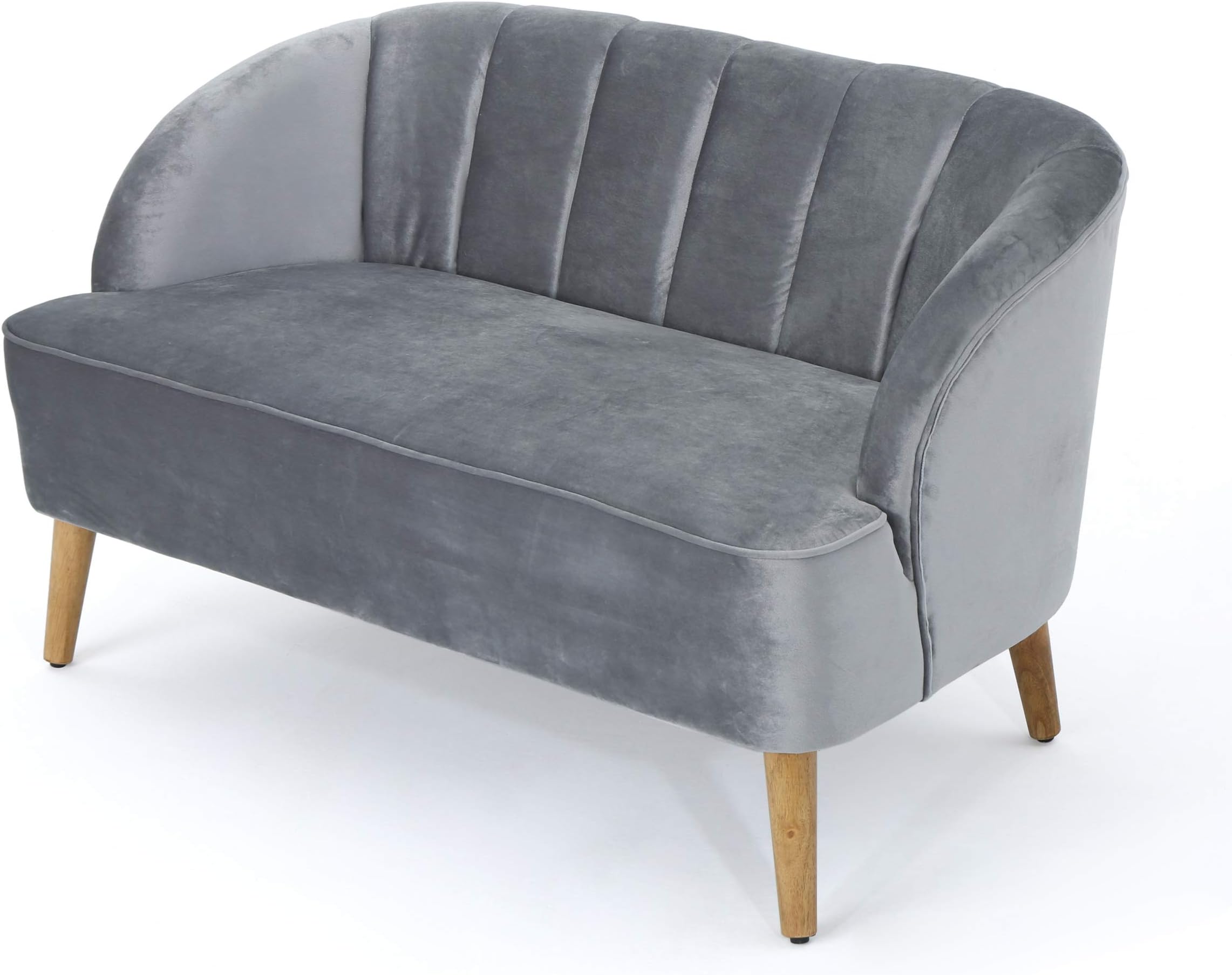 Christopher Knight Home Amaia Modern Velvet Sofa, Pewter / Walnut Home & Kitchen