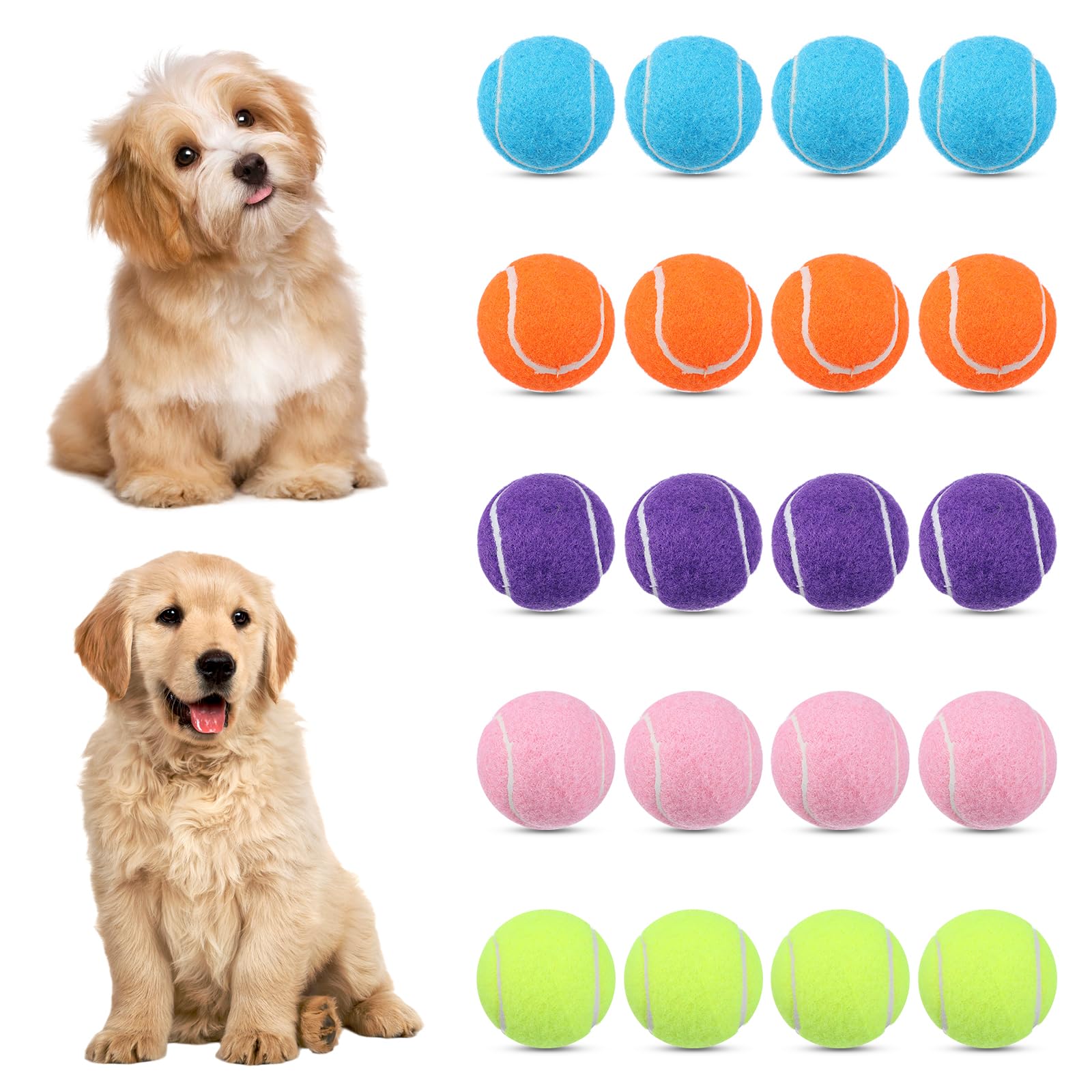20Pcs Small Tennis Balls for Dogs 2 Inch Colorful Mini Tennis Balls 5 Colors Pet Puppy Ball for