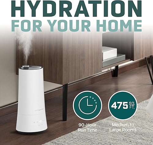 Miniatura 4 de PureGuardian Humidificador ultrasónico de niebla fría de 90 horas, 1.6 galones de llenado superior para habitaciones grandes con humidistato,