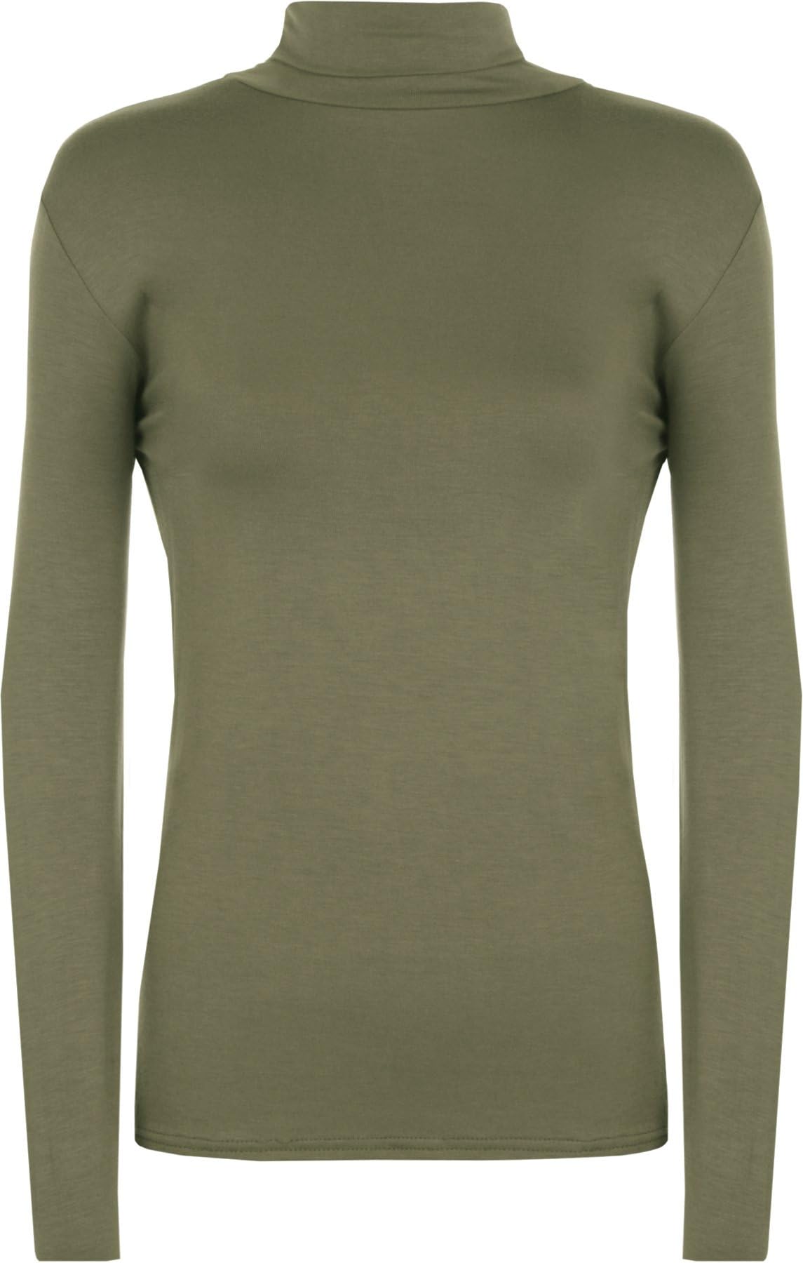 WearAllNew Ladies Polo Neck Stretch Long Sleeve Womens Plain Top Jumper 8-14