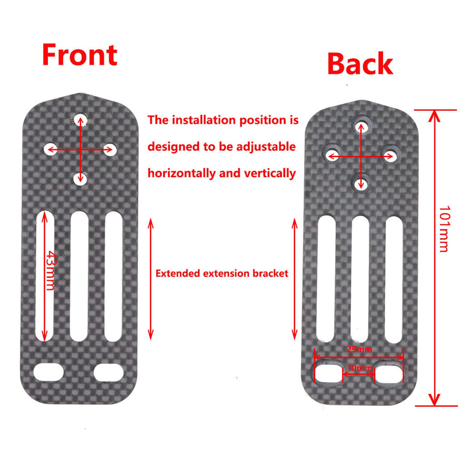 equlup Bike Computer Mount, Bicycle Bike Out Front Computer Mount 3K Carbon Fiber Handlebar Extension Bracket for Bicycle Accessories