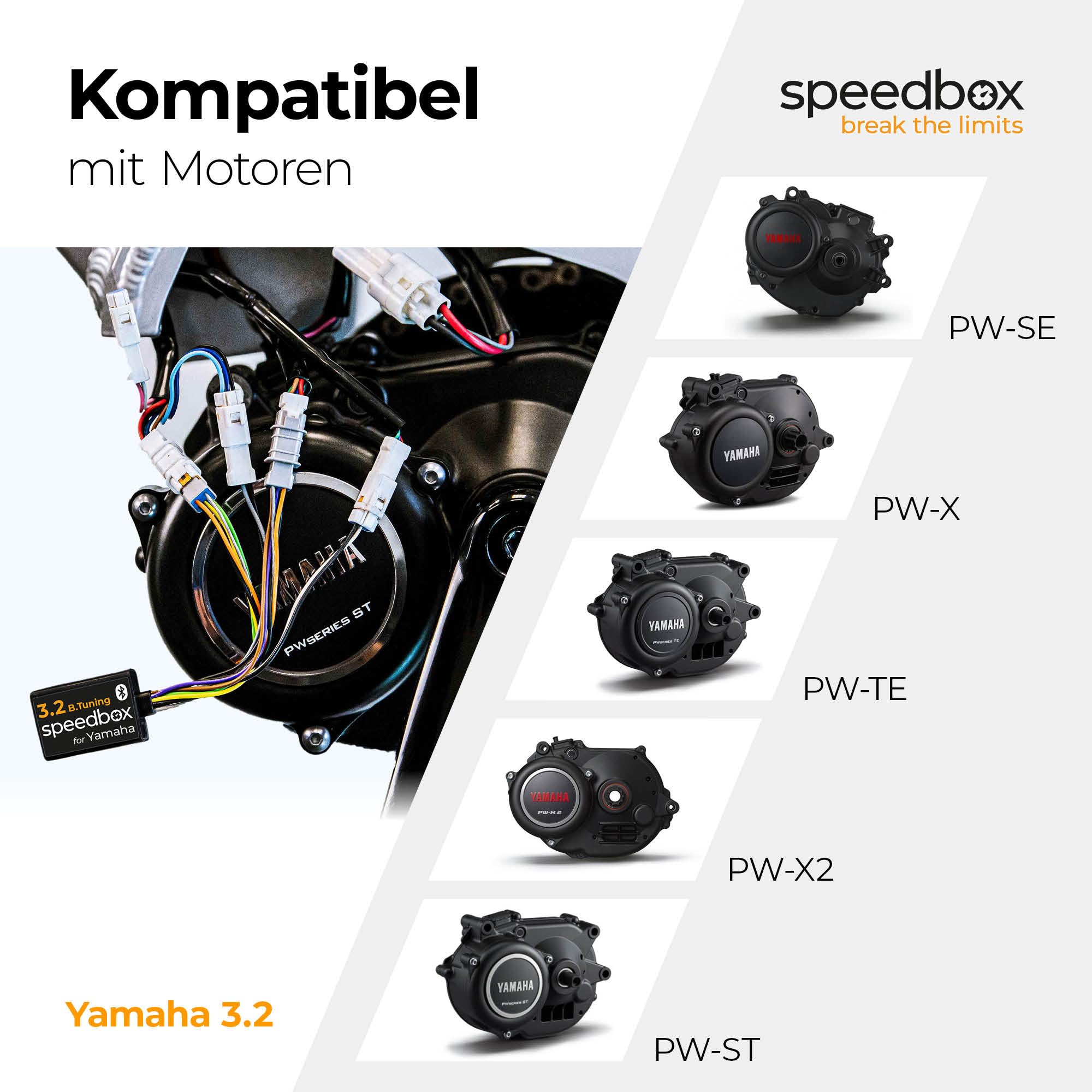 SpeedBox 3.2 Kompatibel mit Yamaha-Motoren PW-X, SE, TE, X2, ST/E-Bike-Tuning-Chip (SB32_Y)