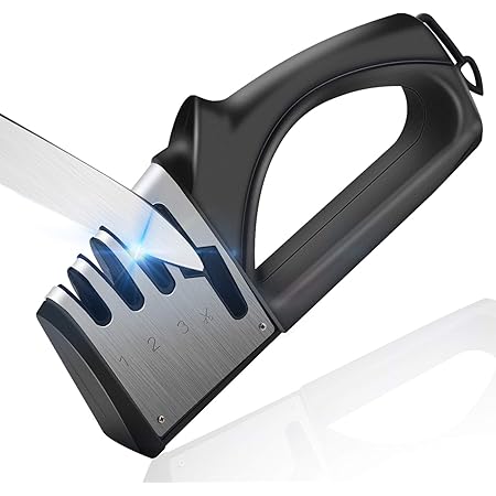  Knife Sharpener Chalpr Kitchen Knife Sharpener Handheld Kinfe Sharpening Kit Hangable 4 In 1 Manual Knife Sharpeners With Anti Skid Rubber Base For Varies Knives Scissors Kitchen Dining