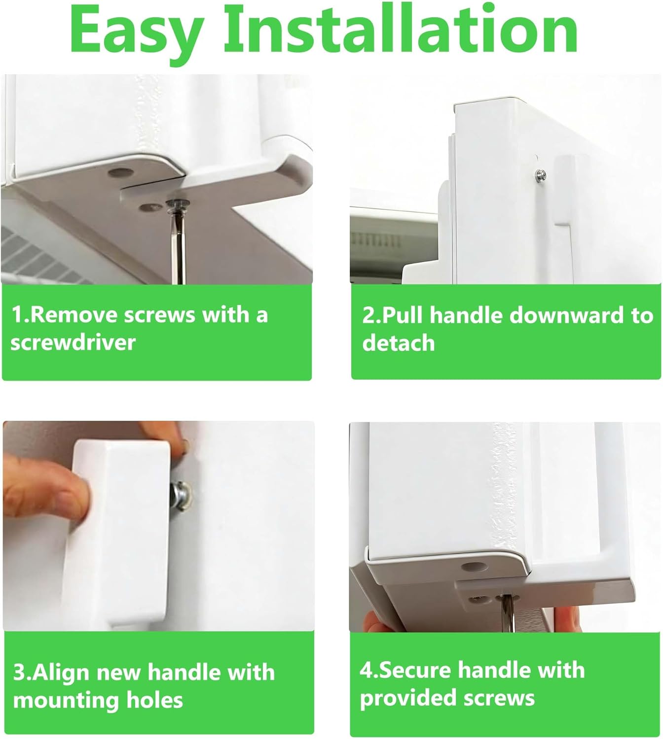 WR12X32352 White Door Handle Set for GE Refrigerator 丨Compatible with WR12X27039 WR12X21157 AP6985344 WR12X48765 EAP12749321 PS12749321