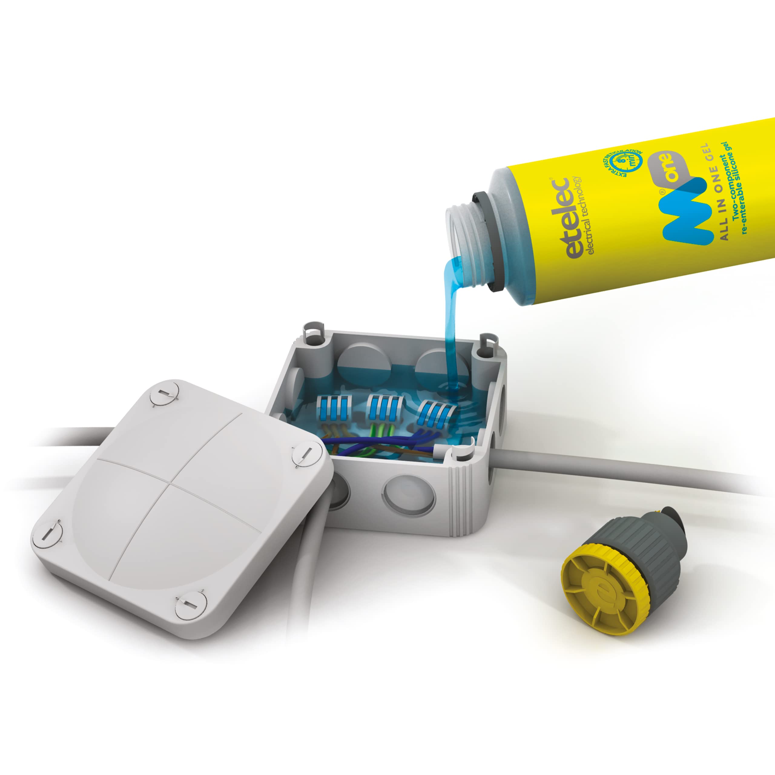 Etelec Mpone Mpone Gel de silicona Monoflacone, relleno aislante eléctrico, cajas de derivación (MP106-0.600 litros)