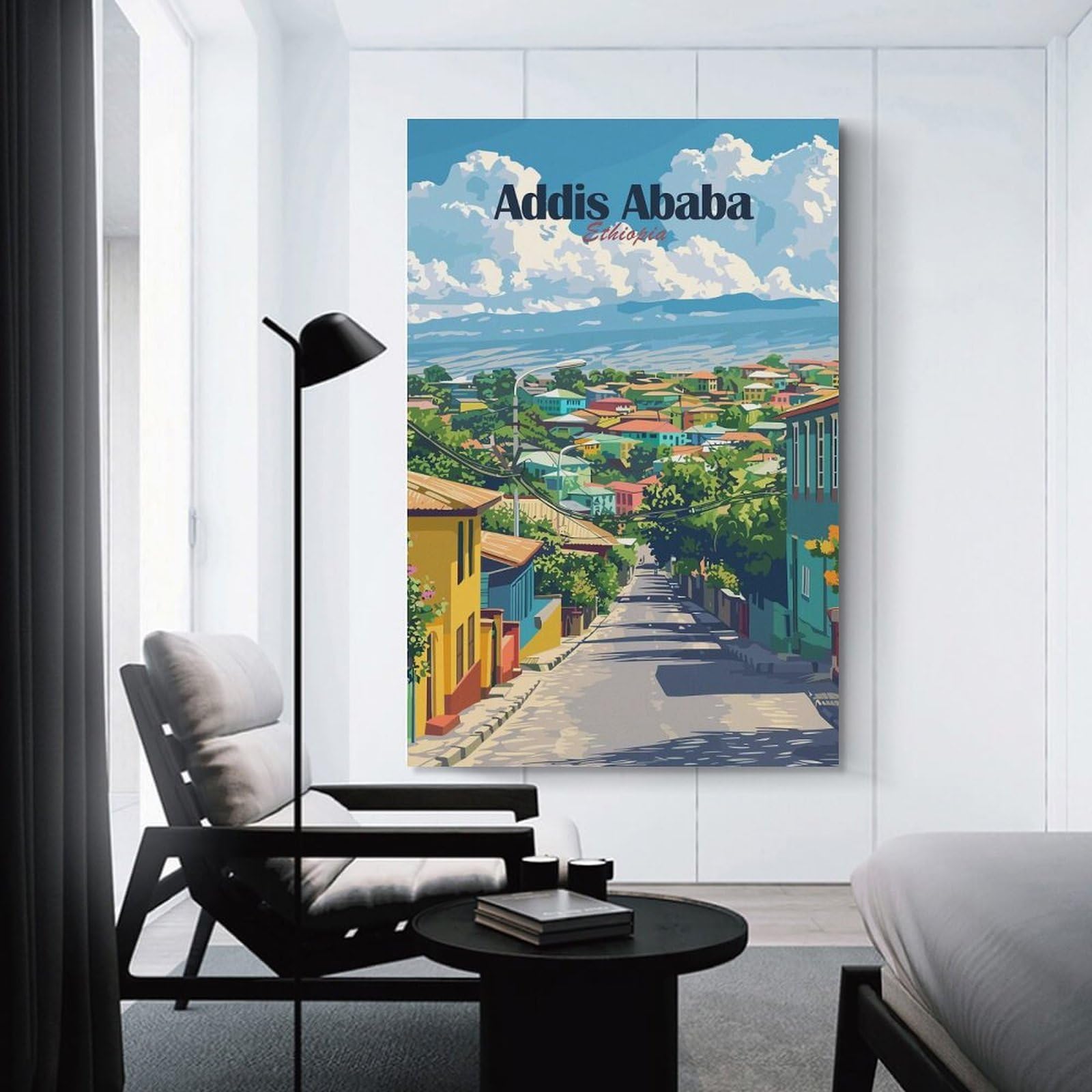Addis Ababa Cityscape Decorative Wall Artwork, 24x36inch(60x90cm), for Work Areas, Reading Rooms Or Studios, Wall Art That Adds Style to Work Areas