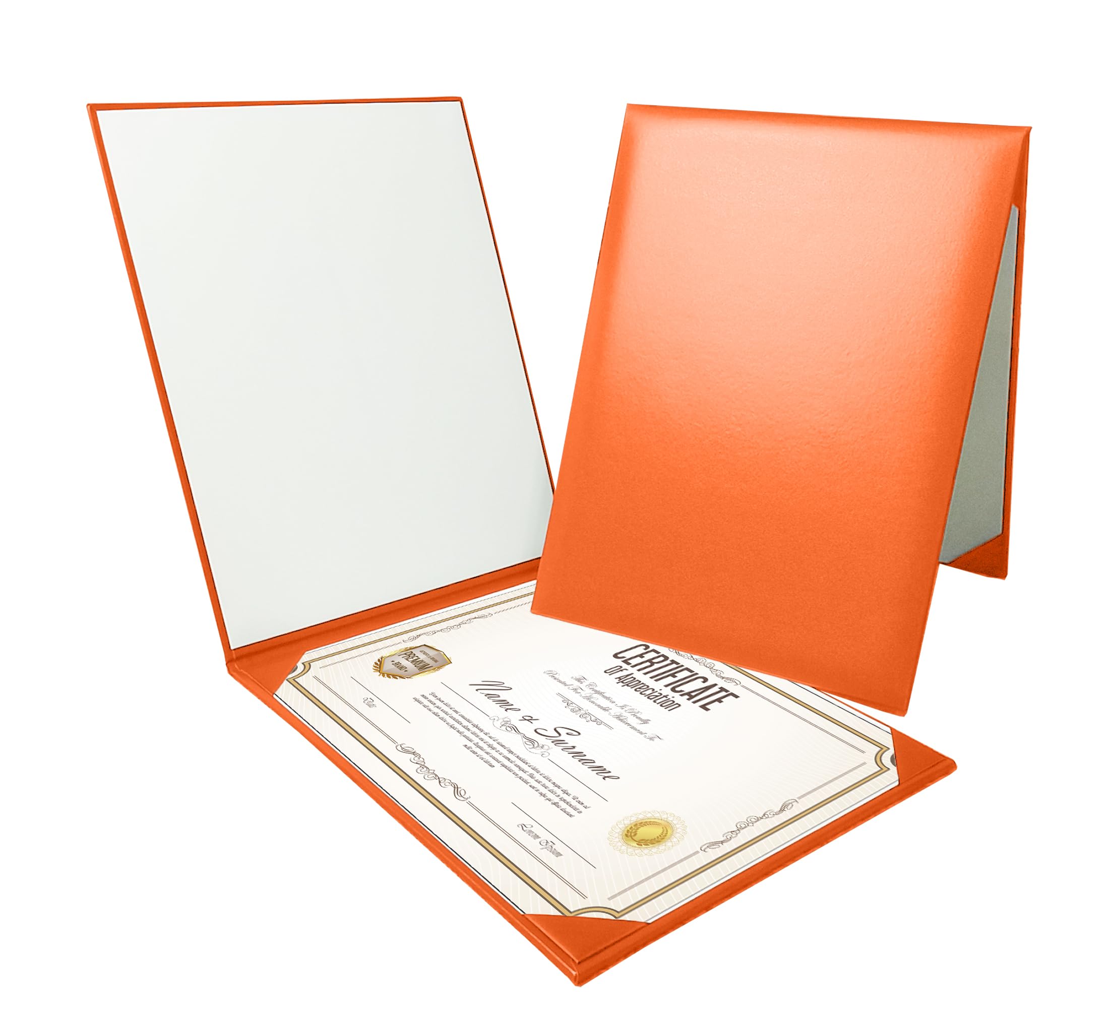 Gradplaza Diploma Cover for Size 8.5"x 11" Cardstock,Award, Graduation,Documents,Smooth Faux Leather Certificate Diploma Holder Orange