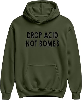 The Goozler Drop Acid Not Bombs Hoodie Funny Peace Anti War Hippie Pullover Sweatshirt Gift Men Women