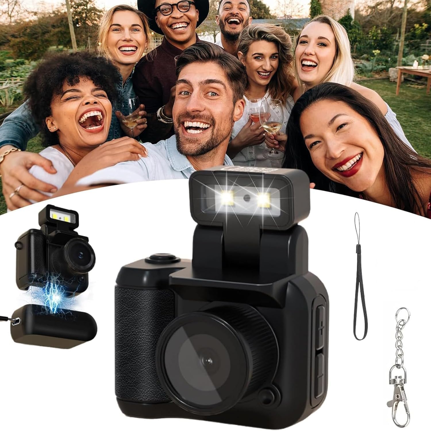 Retroscope Mini Camera, Mini Retro Camera, 1.44In Screen 1080P HD Mini Digital Camera, 1080p Video, 90° Flip Flash, 6 Filters, 0 Second Interval Recording (No Memory Card,Black)