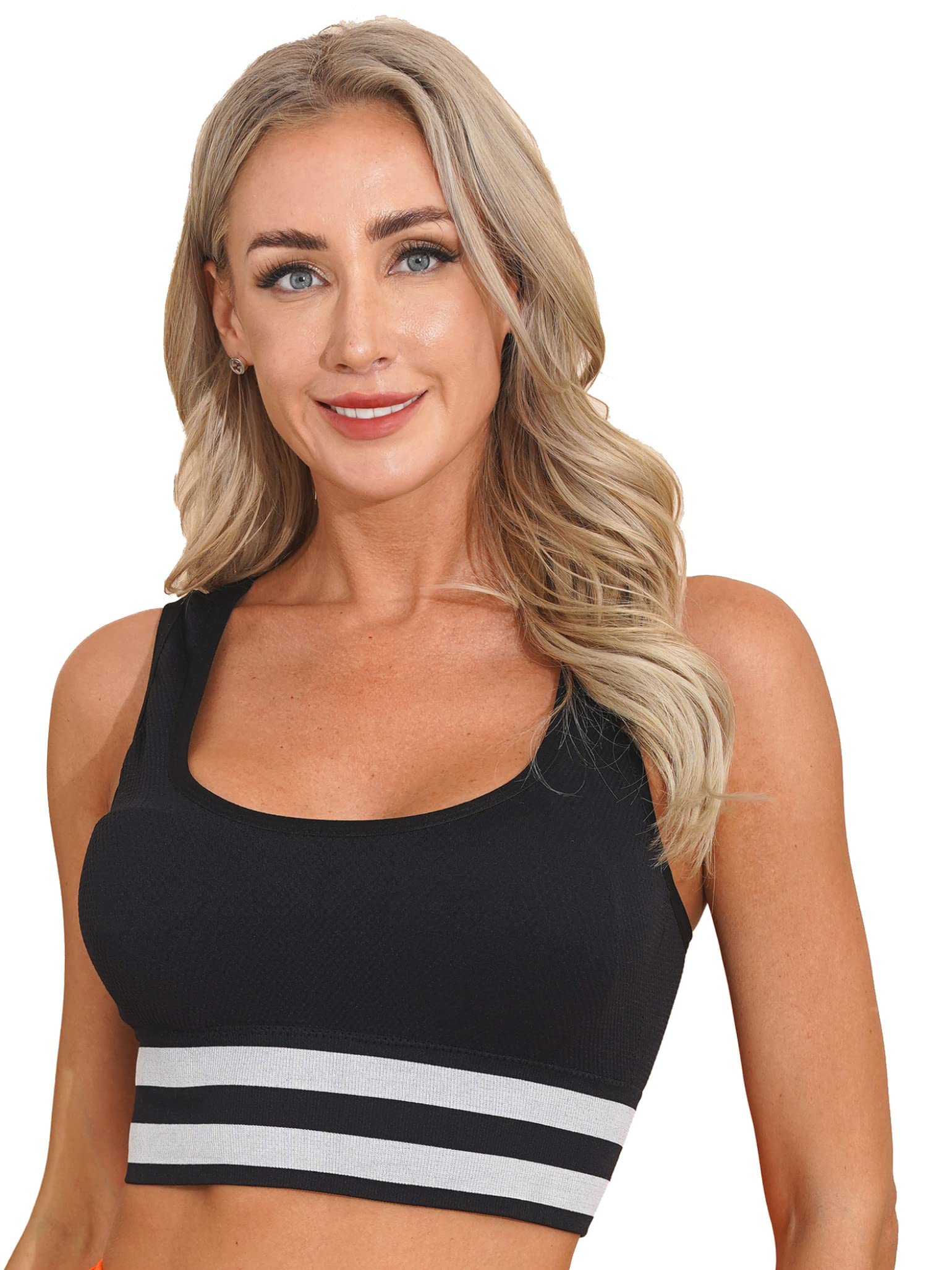 Womens Crop Top Tank Top Yoga Sport Bras Seamless Gym Workout Tops Running Shirts Activewear
