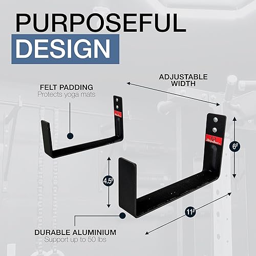 Miniatura 2 de StoreYourBoard Estante de almacenamiento para esterilla de yoga, XL, ganchos de pared de rodillo de espuma, 3 tapetes de ejercicio, organizador de