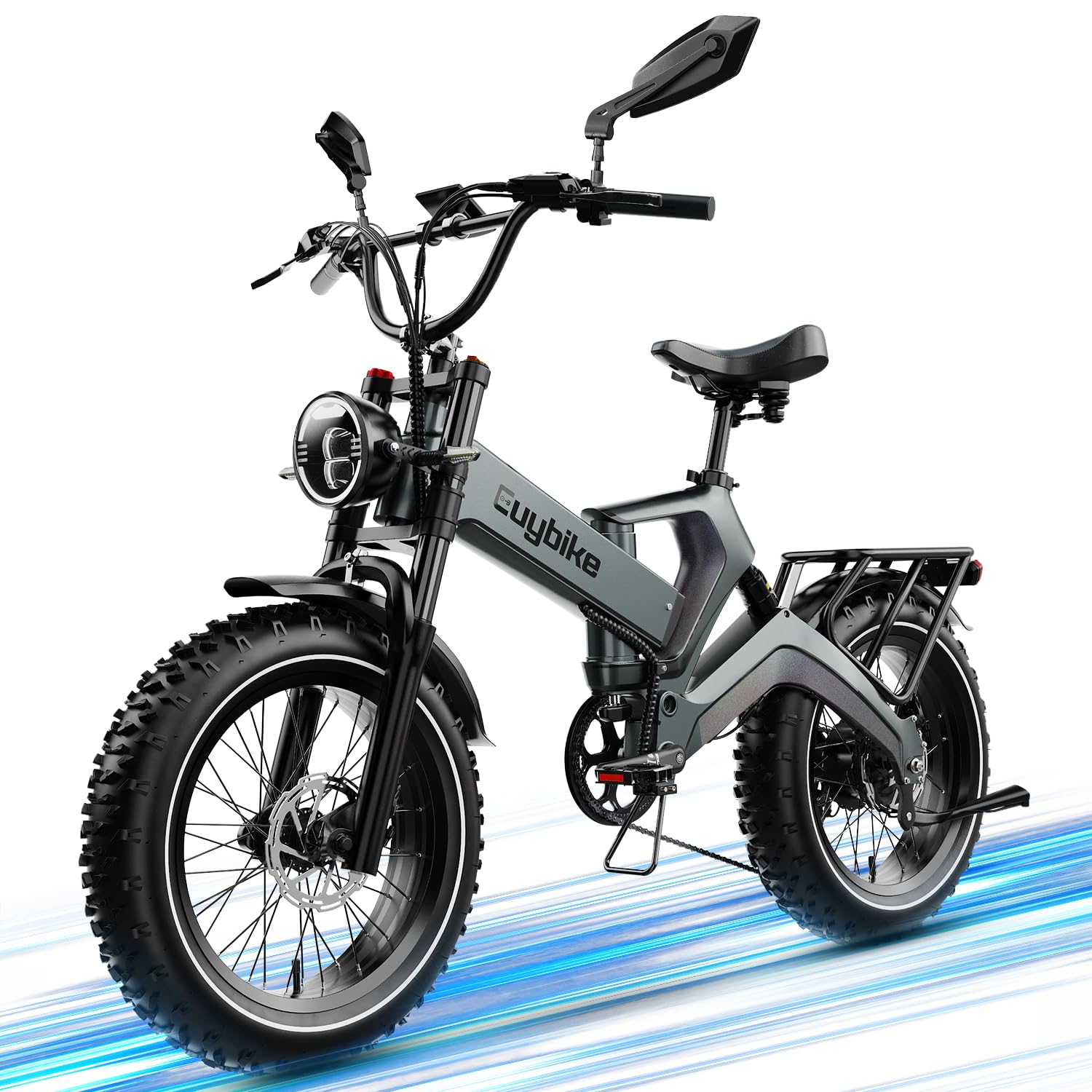 2000W/3000W Peak Motor Electric Bike for Adults, 48V/52V 25AH/30AH Battery Full Suspension Foldable Ebike, 20"x4.0" Fat Tires 35MPH Dirt Bike, 100/120 Miles Hydraulic Brake Magnesium Alloy Motorcycle