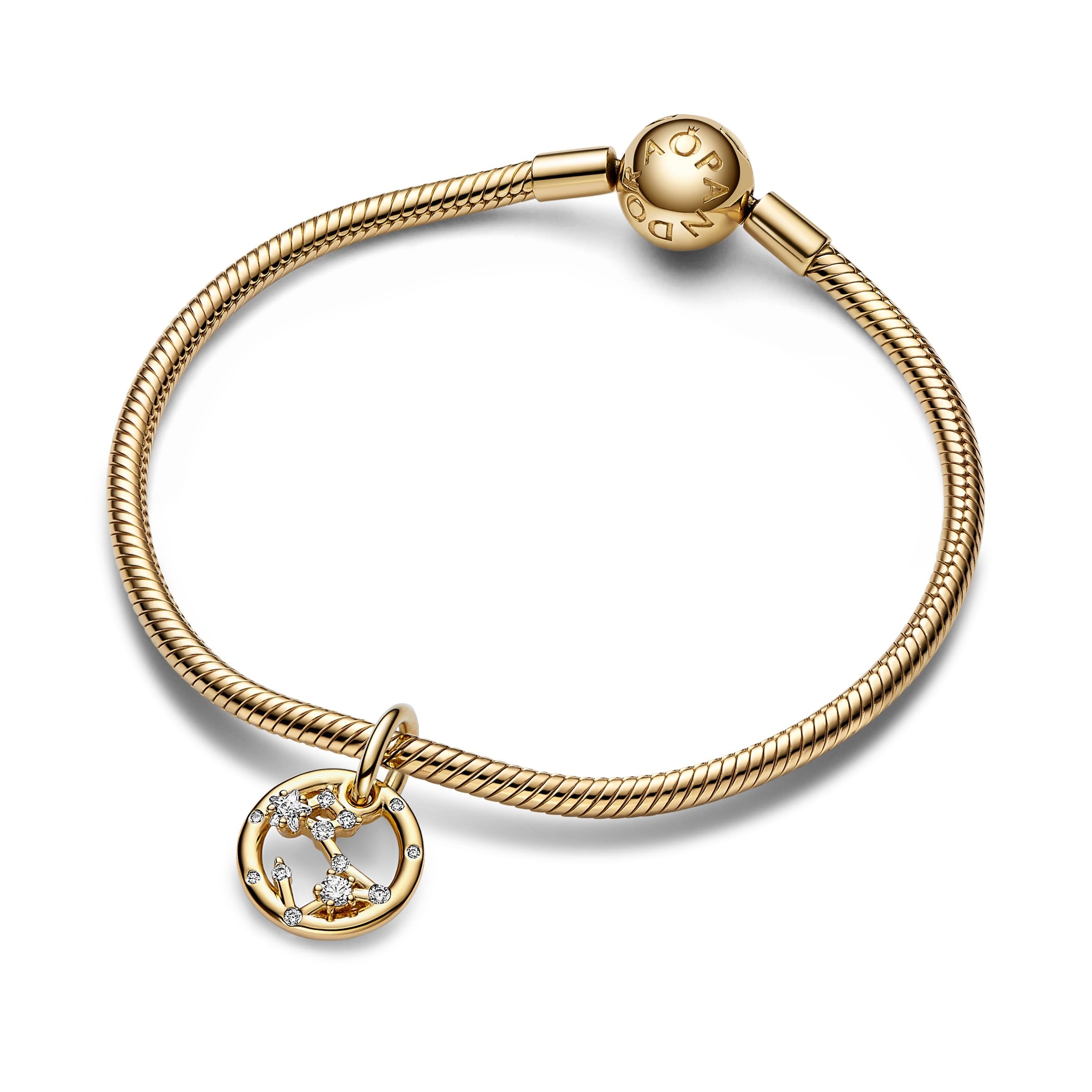 Pandora Moments Anhänger, Sternzeichen-Charms, 14-karätig vergoldet, mit klarem Cubic Zirkonia