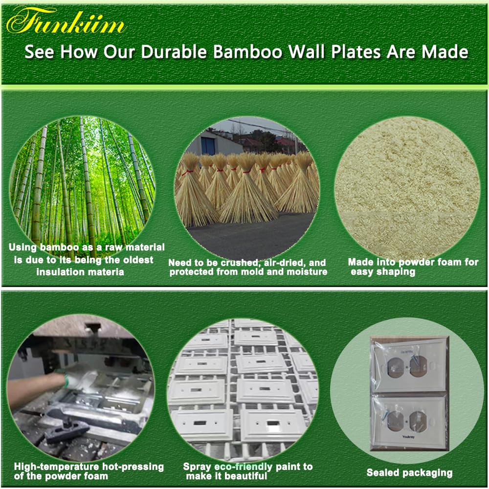 Beadboard Wall Plates - Bamboo Fiber, 4 Pack -4