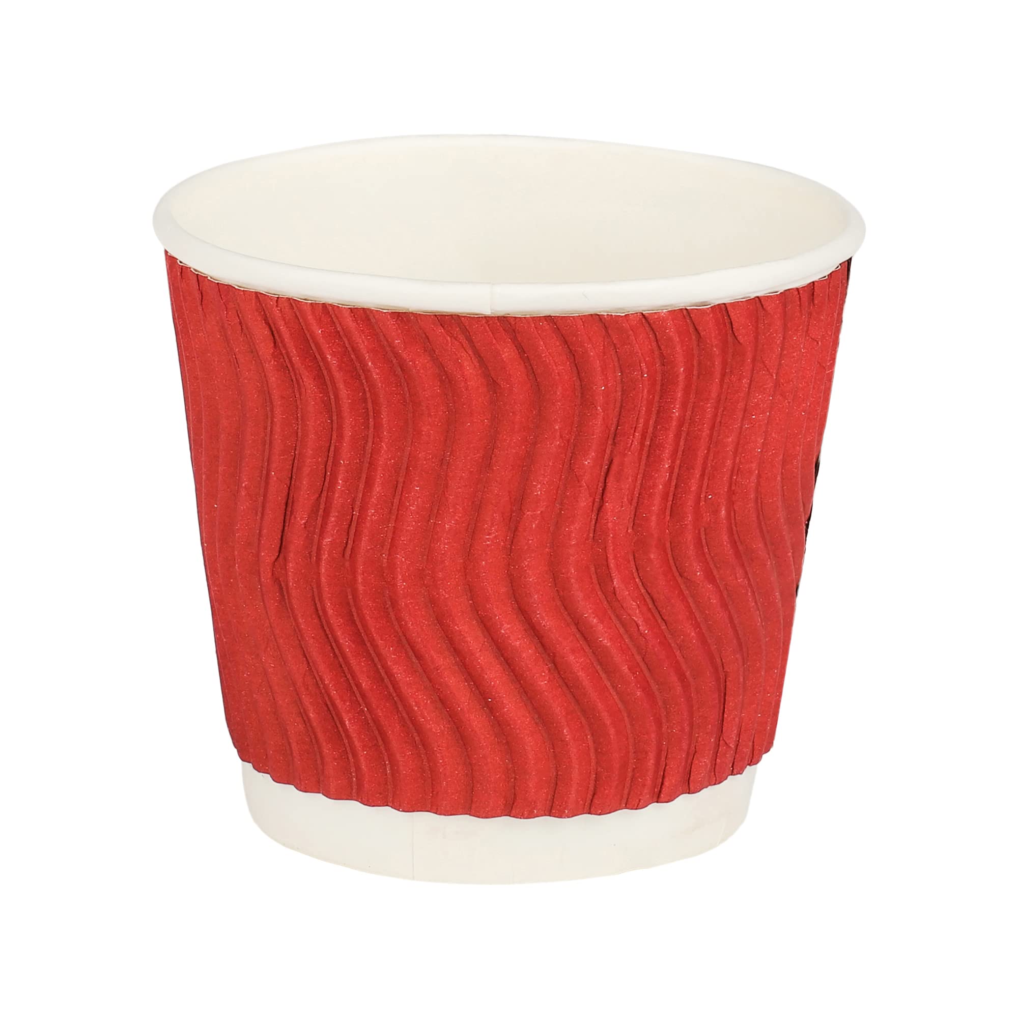 Ripple Paper Disposable Tea / Coffee Cups, Set of 50 pcs, 150 ml - Red