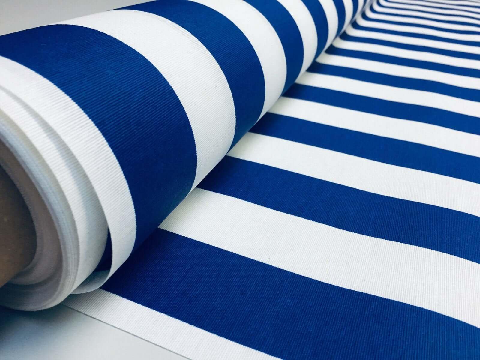 Teflon-Coated Outdoor Fabric – White Striped Waterproof Material for Cushions Awnings Canopy Patio – 140cm Wide - Sold by the Metre - Royal Blue — image 1