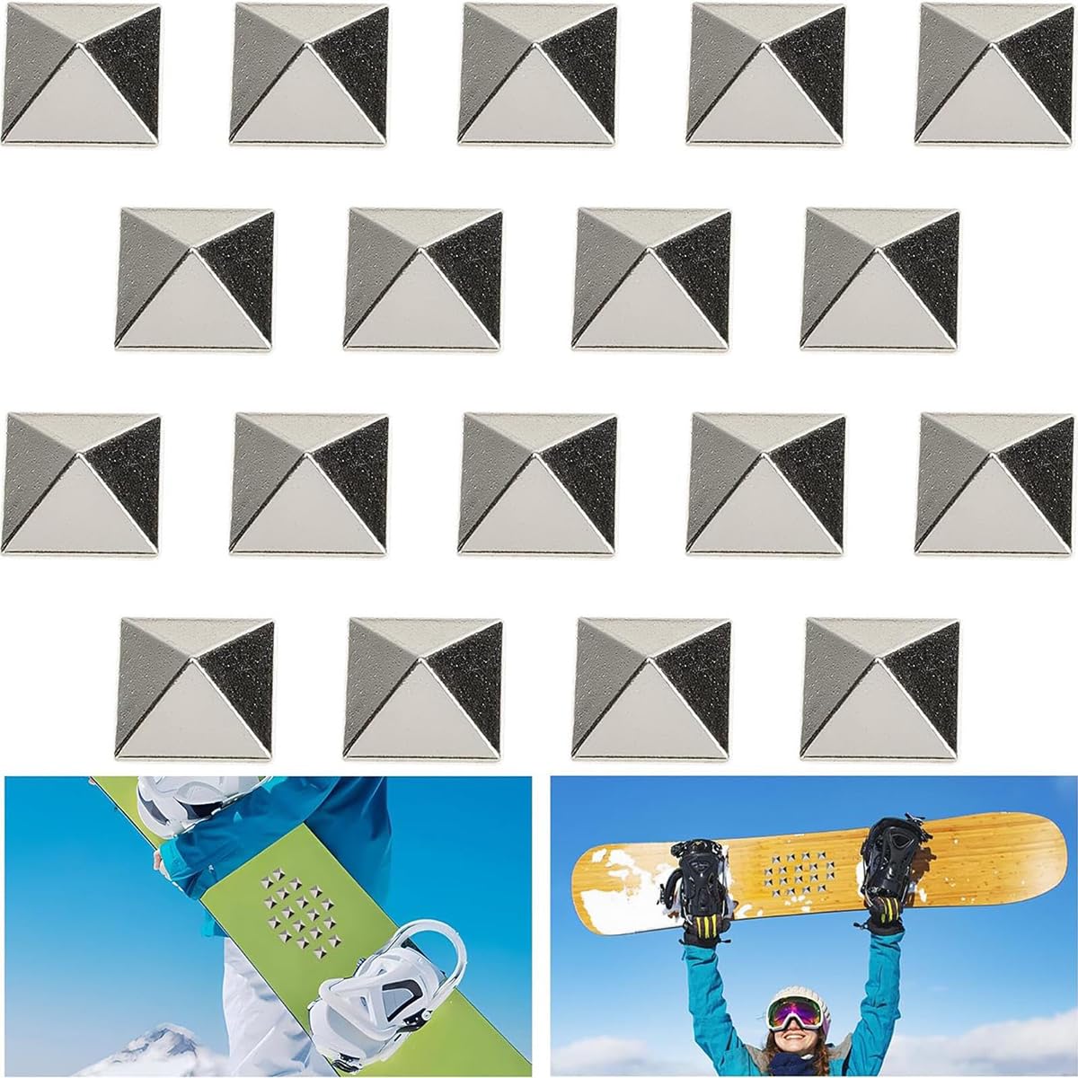 10 szt. podkładek pod snowboard, korki, antypoślizgowe podkładki zimowe, kolce piramidowe, podkładki antypoślizgowe do nart, nowe podkładki antypoślizgowe do nart
