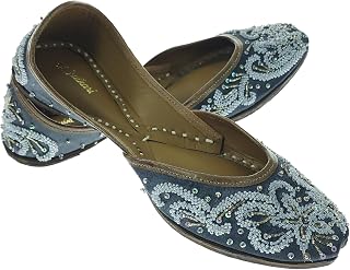 Fulkari Women Beads Flower Genuine Soft Leather Embroidered Jutis | Bite and Pinch Free Jutti | Punjabi Formal Juttis | Gi... Price In India