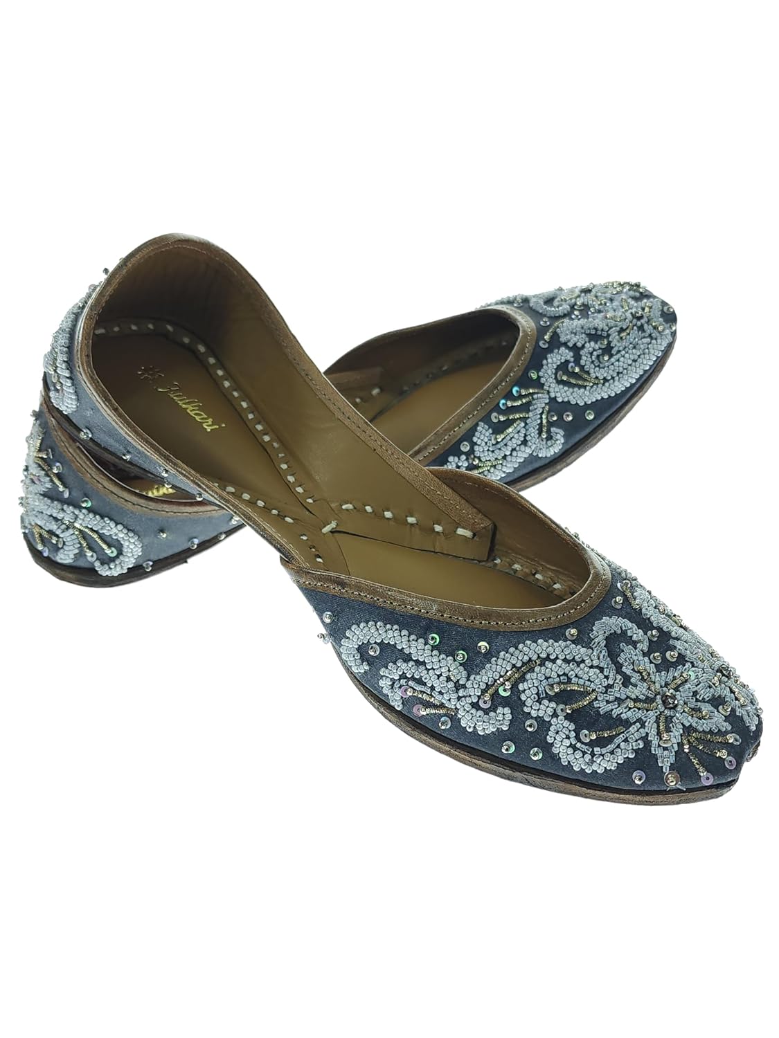 Fulkari Women Beads Flower Genuine Soft Leather Embroidered Jutis | Bite and Pinch Free Jutti | Punjabi Formal Juttis | Gi... - Review, Price and Buying Guide