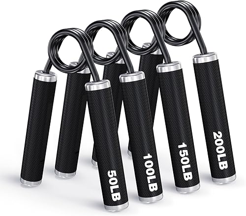 KDG Grip Strength Trainer 4 Pack,50LB-200LB Rubber Metal Hand Grip Strengthener,Non-Slip Forearm Exerciser, Heavy-Duty Hand GripperHand Exerciser