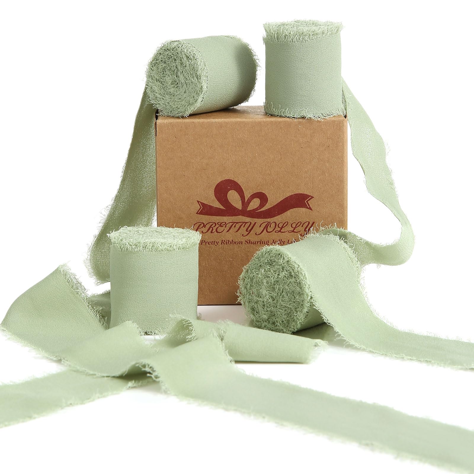 Pretty Jolly Green Chiffon Ribbon for Gift Wrapping 1 1/2 Inch 20Yd Wedding Car Ribbons Handmade Fringe Silk Ribbon for Cake Flower Bouquet Wedding Invitations DIY Crafts and Hair Bow