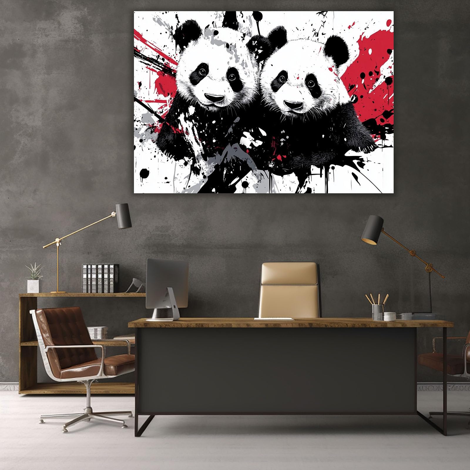 AMXBZC Animal Cuadro en Lienzo Imágenes Animales Negros y Blancos Habitacion Bebe Impresión en Lienzo, Cuadros Modernos para Sala de estar Baño Corredo（Rojo-40x60cm Enmarcado