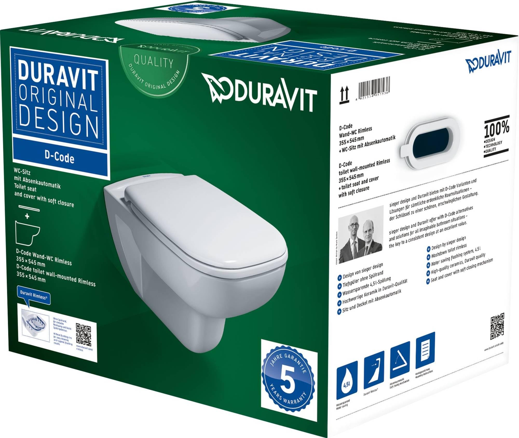 Duravit 45700900A1 inodoro - Sanitario (Blanco)