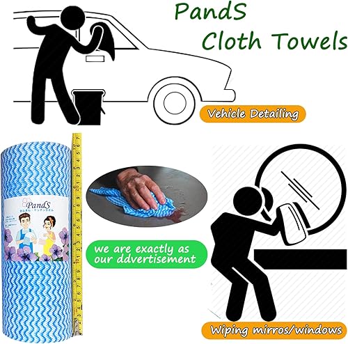 Miniatura 2 de PandS Toallas lavables reutilizables, 2 rollos, paños de cocina para lavar platos de cocina, paños reutilizables, sin pelusas, 10 x 15.7