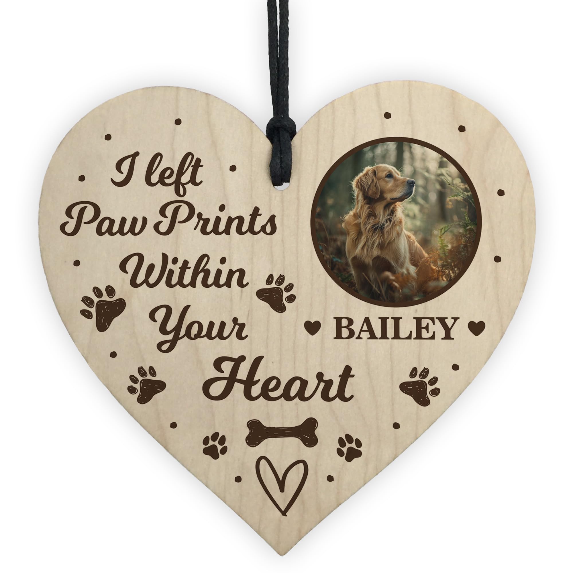 Red Ocean Personalised Dog Memorial Photo Christmas Ornaments, Dog Memorial, Wooden Pet Bauble, In Memory of Pet Sympathy for Loss of Cat For Christmas Tree