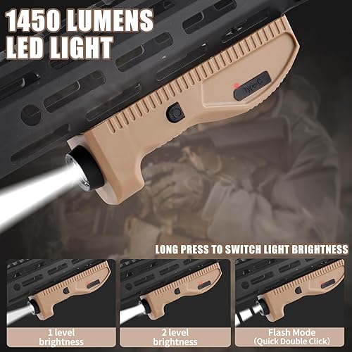 Miniatura 9 de Luz de arma de 1450 lúmenes, linterna táctica para rifle, luz de arma de montaje MLOK con riel M-Lok