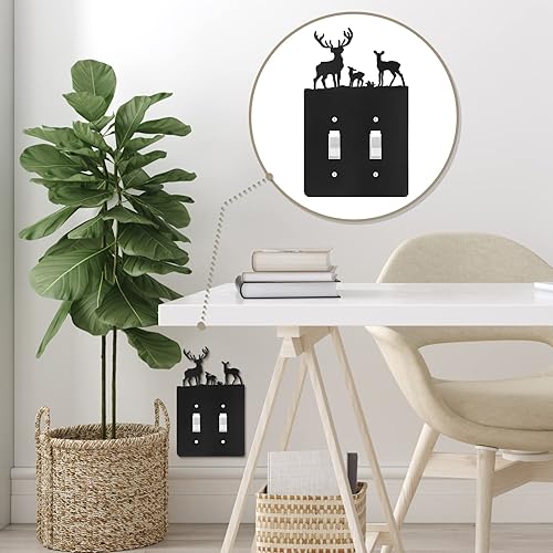 Miniatura 5 de Lothee 6 piezas de placa de metal para interruptor de luz de oso, alce, árbol, montaña, alce, bosque, placa de salida de palanca para pared para el