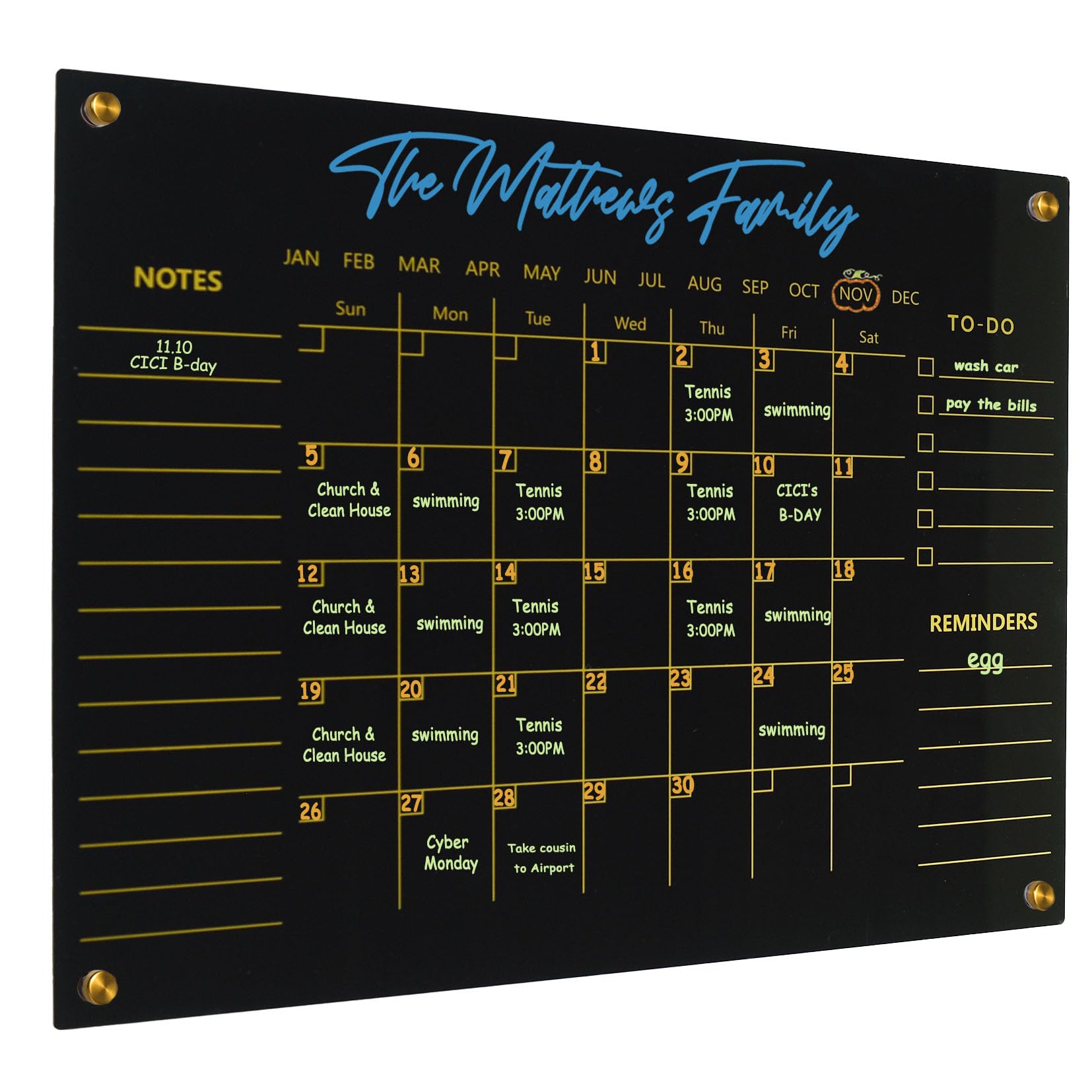 Lavagna bianca cancellabile a secco per parete, calendario mensile, cancellabile a secco, per casa, ufficio, 43,2 x 33 cm, lavagna bianca riutilizzabile (acrilico-BK-3343)