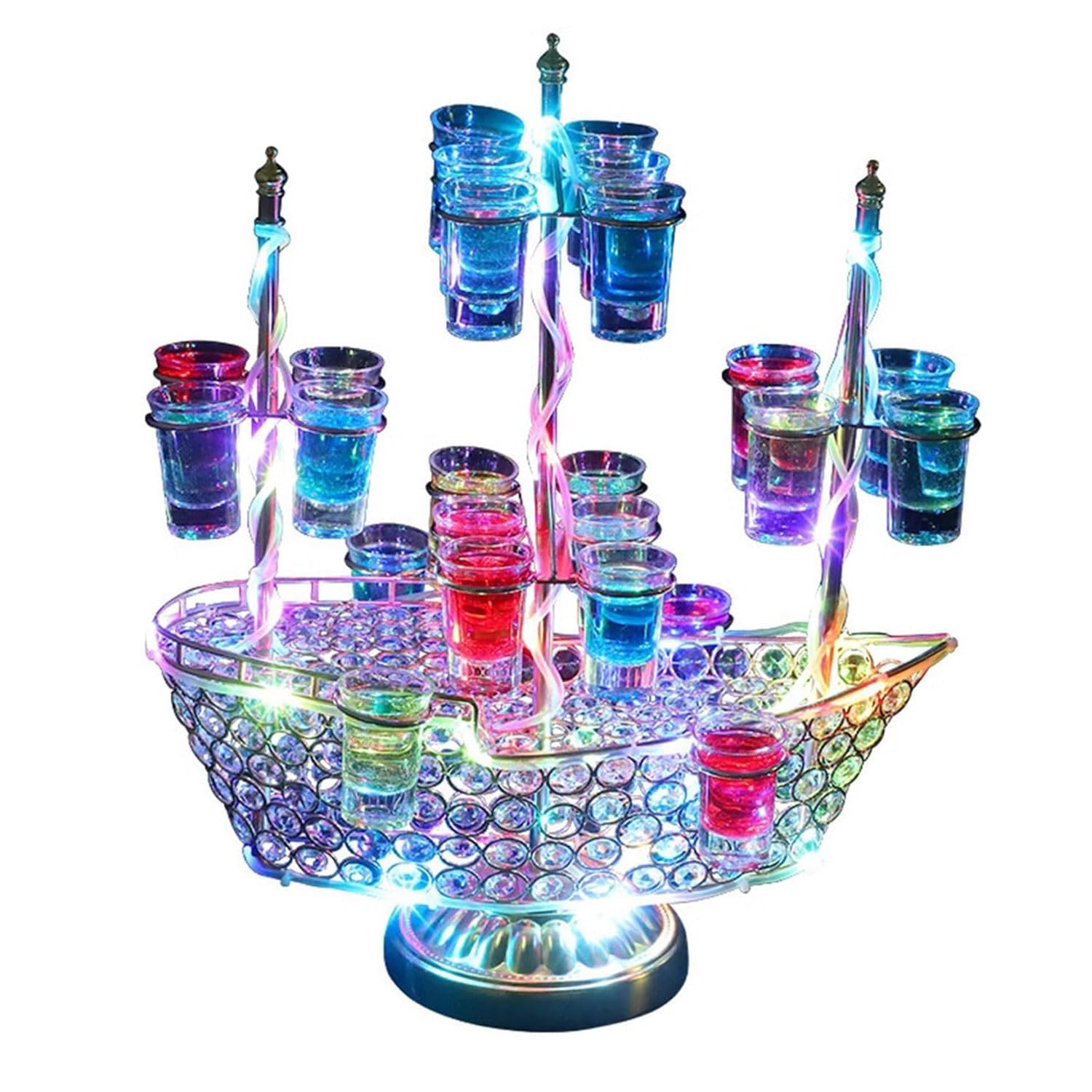 Estante de cóctel decorativo LED en forma de velero para animar las noches de fiesta