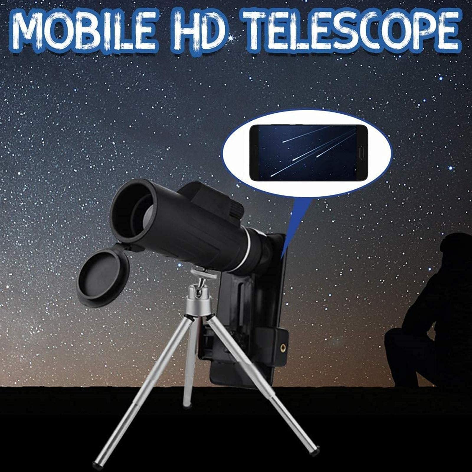 Oglądanie, piesze wycieczki, odkrywanie, monokularowy teleskop z zoomem optycznym HD + statyw + klips do uniwersalnego telefonu Nadaje się do żeglowania, obserwacji ptaków