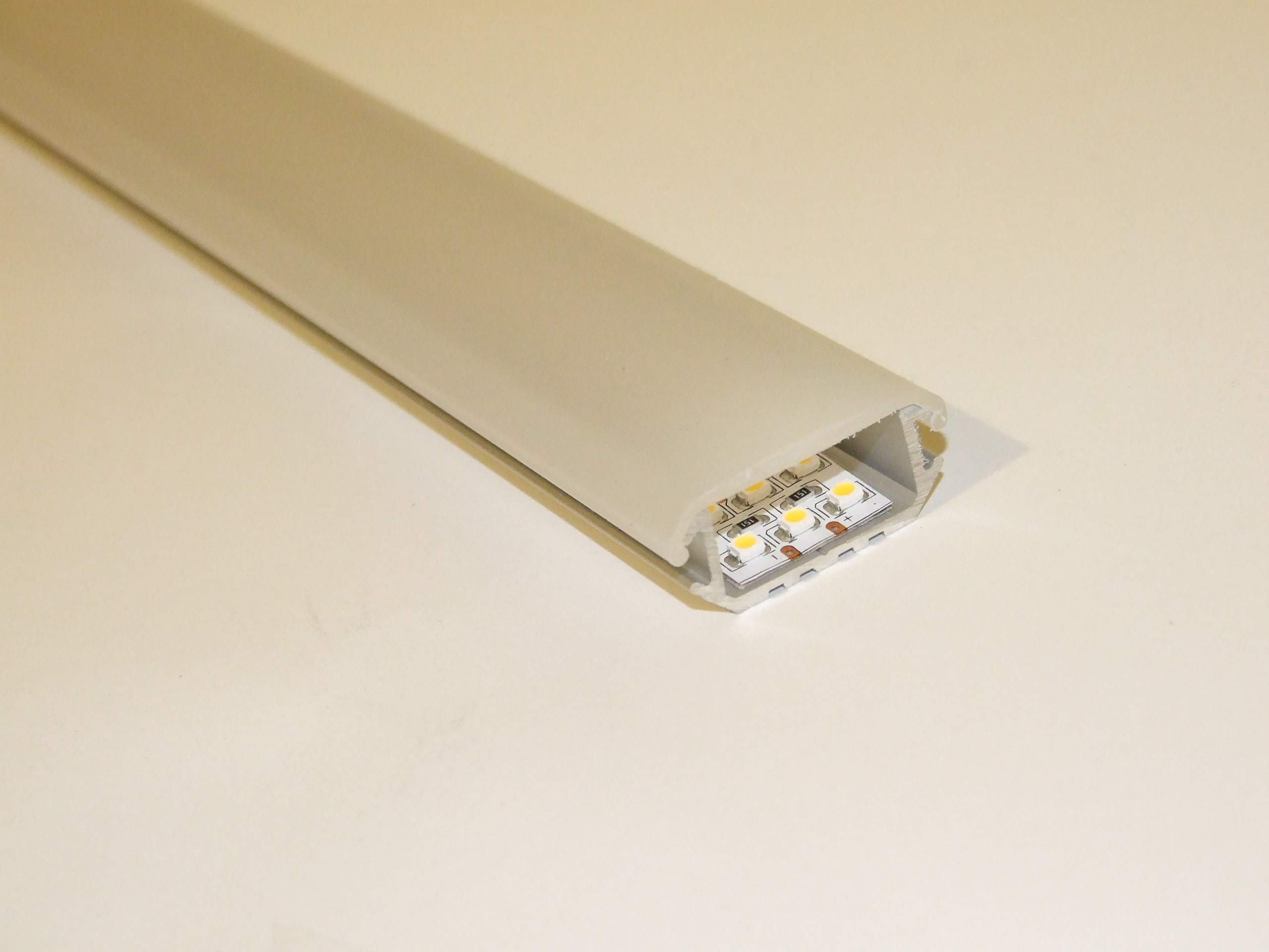 Marc Led Ltd Silver P6, Surface Or Corner Mounted Wide Aluminium Led Strip Light Profile, Raw Alu, Set With Milky (Opal) Cover (Material: Pvc) And Two End Caps; Length: 1M / 100Cm / 1000Mm