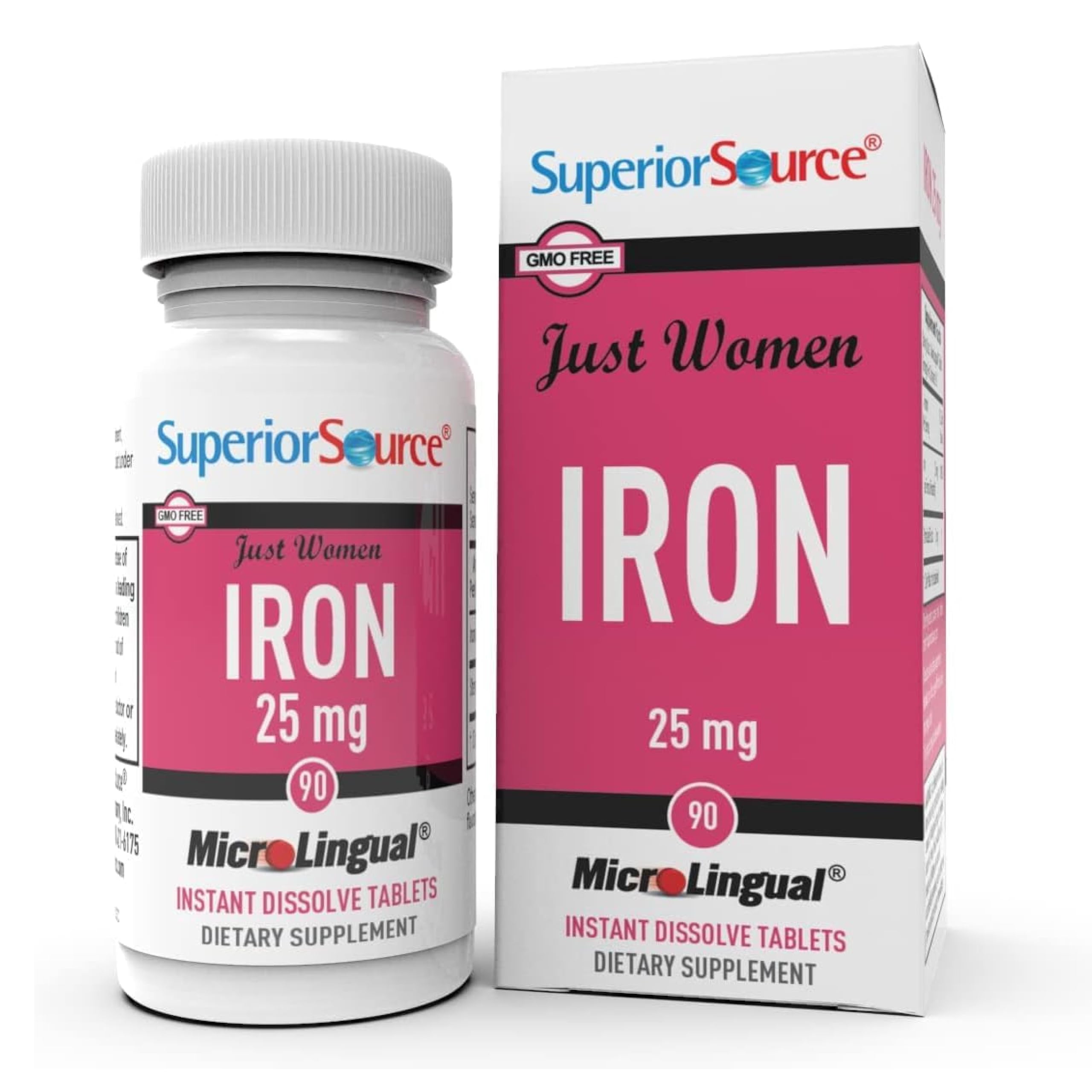 Superior Source Just Women Iron 25 mg - Ferrous Fumarate Supplement for Women - Iron Supplement Supports Overall Health - Formula Helps Against Gastrointestinal Discomfort - 90 Tablets