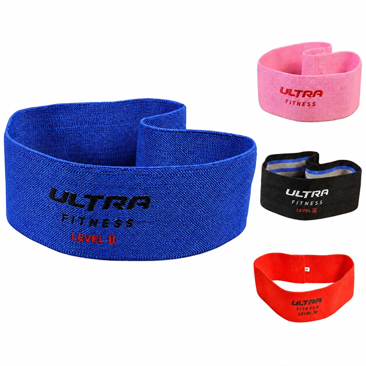 Hip Circle Glute Resistance BOOTY Band Premium Elastic Fabric LATEX FREE Pilates (Pink L2 = Intermediate, S/M)