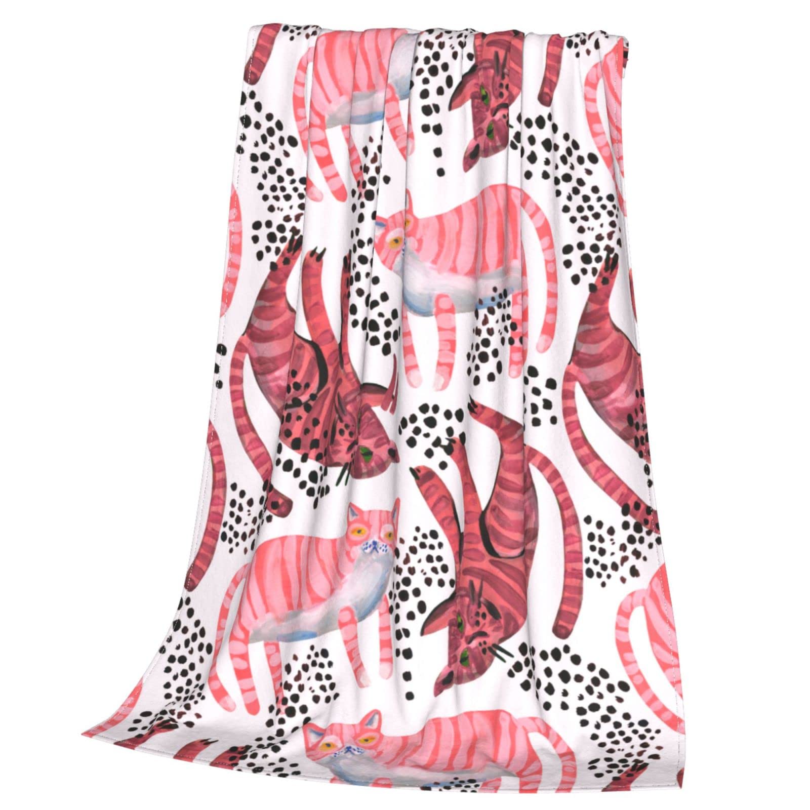 Acquarello carino gatti coperta per letto divano coperta in pile leggero morbido accogliente 127 x 101,6 cm