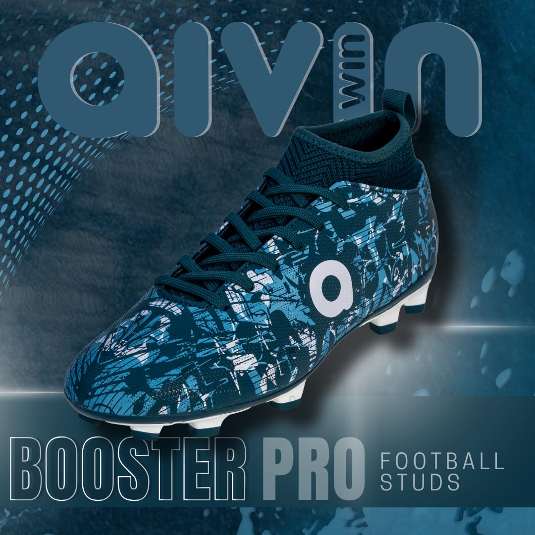 Aivin Booster 2.0. Light Weight and Durable Football Shoes for Men & Women, Comfortable and Flexible Football Shoes, Soccer Shoe, Football Studs (Blue, UK Footwear Size System, Adult, Men, Numeric, Medium, 3) 2