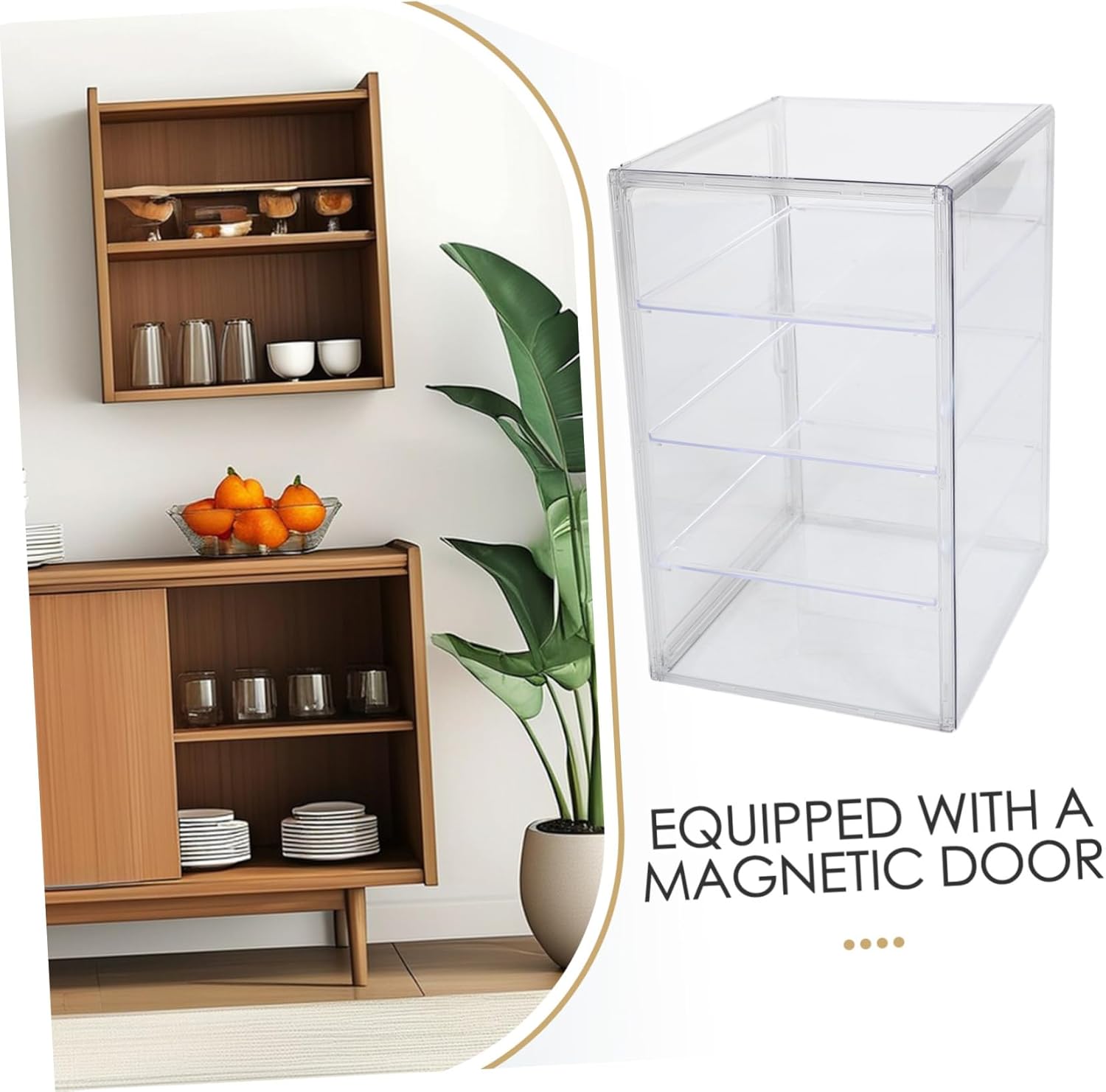 Adjustable Clear Pastry Display Case with Magnetic Door for Kitchen Countertop Bread Storage Acrylic Bakery Display Cabinet with Space-saving Design and Clean Shelves for Fresh Bread and Desserts