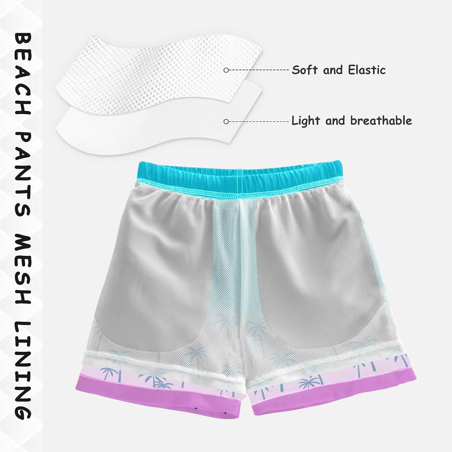 Boys Swim Trunks Swim Shorts Little Boys Bathing Suit Quick Dry Big Boy Swimsuit Swimwear, Palm Trees Hawaii Pink