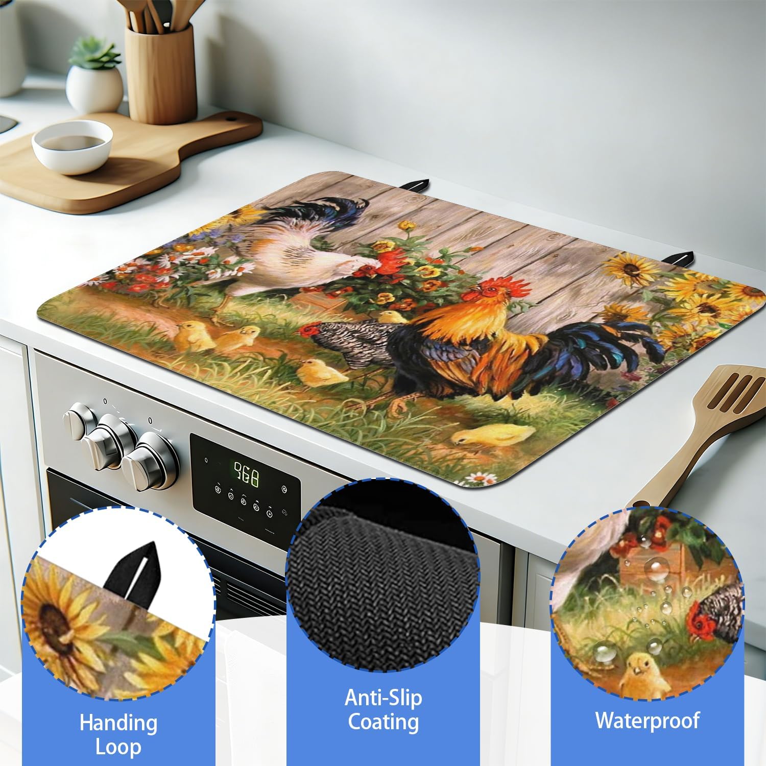 Stove Top Cover for Electric stove, Heat Resistant Glass Stove Top Protector 28x20in, Kitchen Countertop Decorative Cover Multifunctional Mat