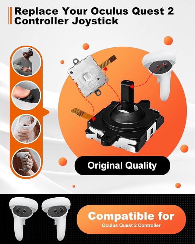 DUXICEPIN 2 Pack Joystick Replacement for Meta/Oculus Quest 2 Controller | Fix drift & dead zone, high-sensitivity joysticks; pro install ensures accurate input for Meta Quest 2 controllers