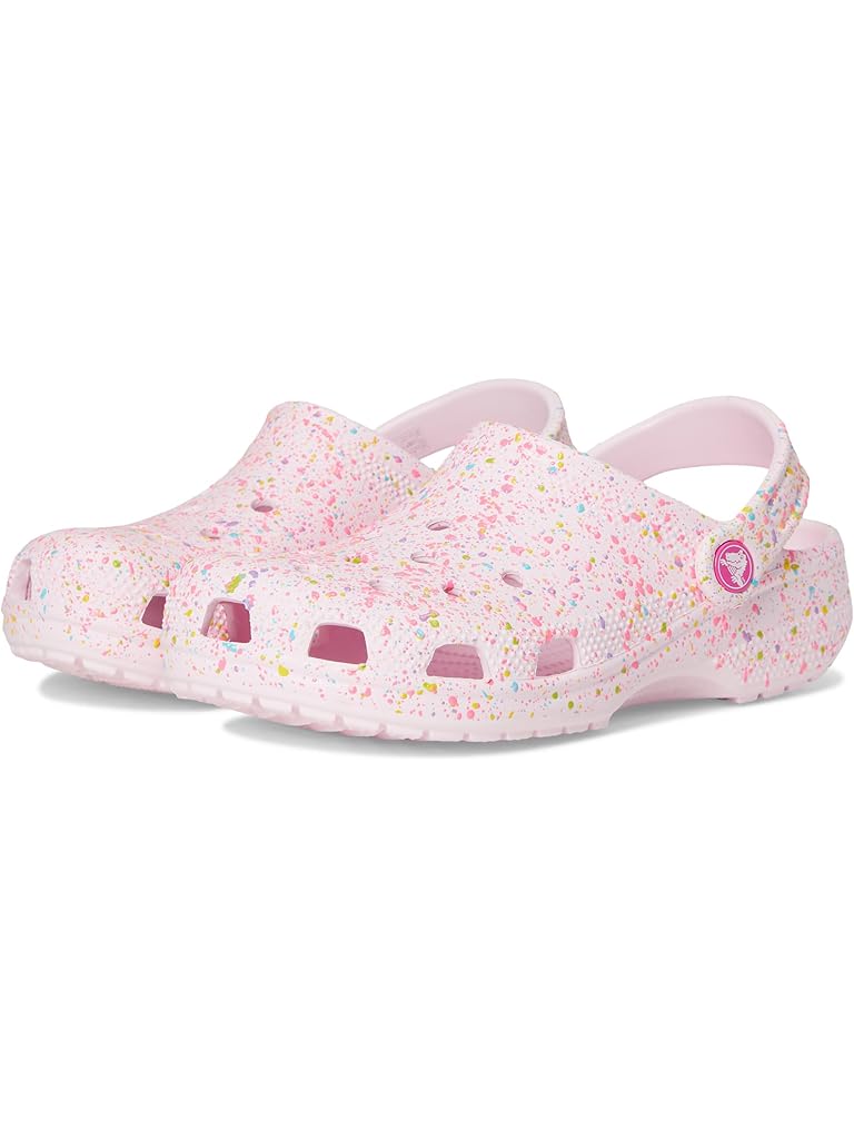 Pink Crocs Classic Clogs with Patterns and Graphics