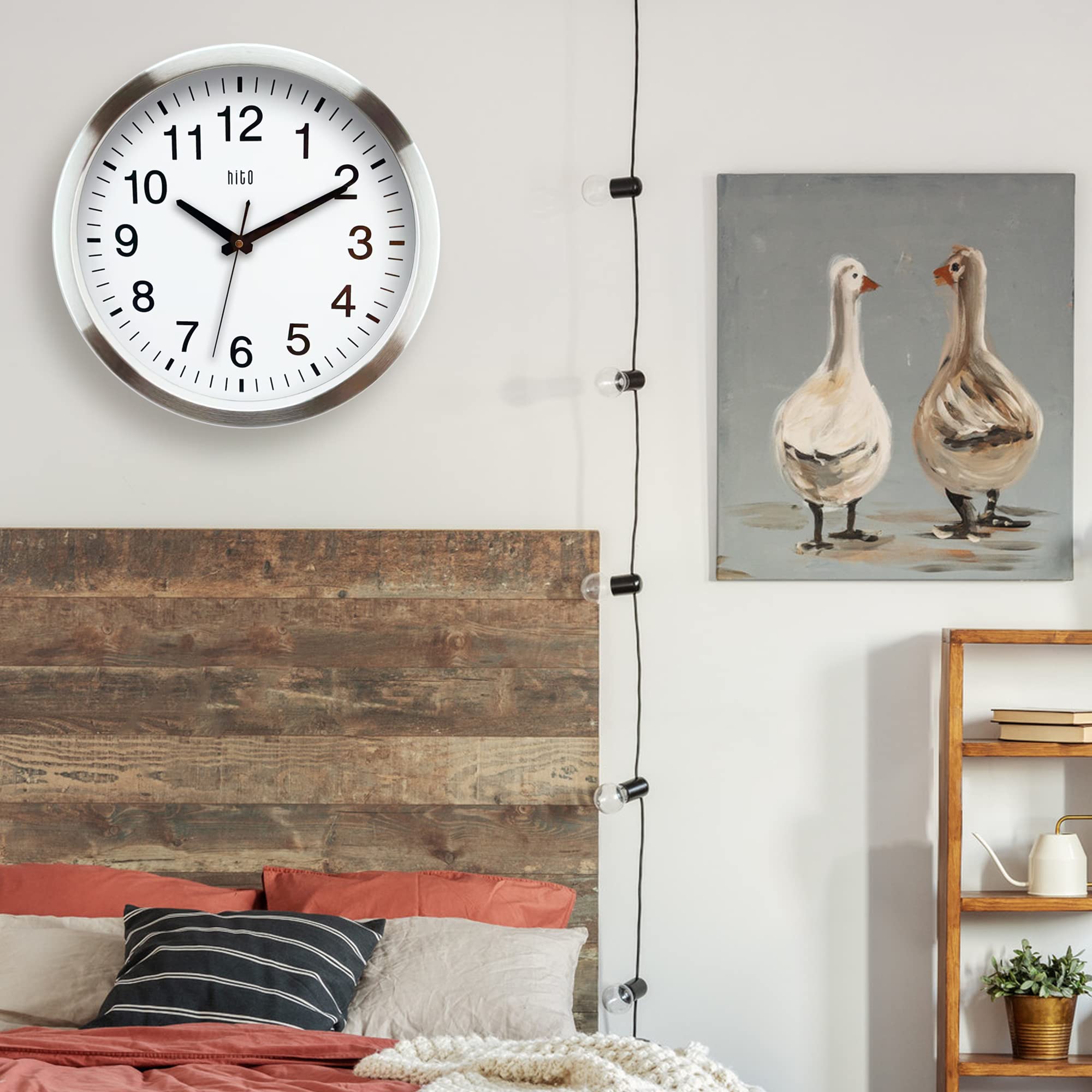 HITO Silent Wall Clock Non Ticking 14 inch Large Oversized Sweep