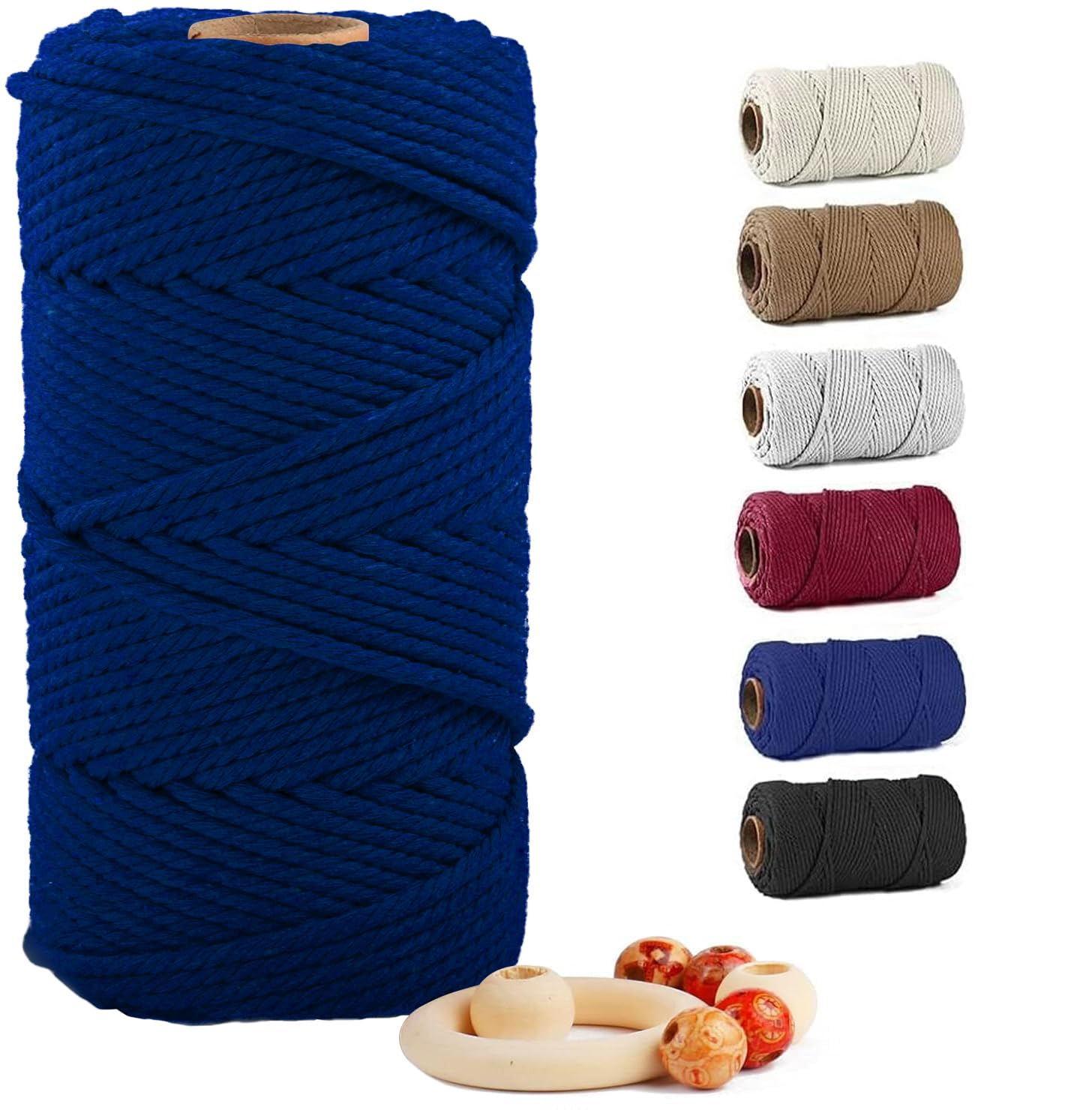 ZUEXT Macrame Cord, Sapphire Blue, 6mm x 109yds Cotton String Macrame Yarn