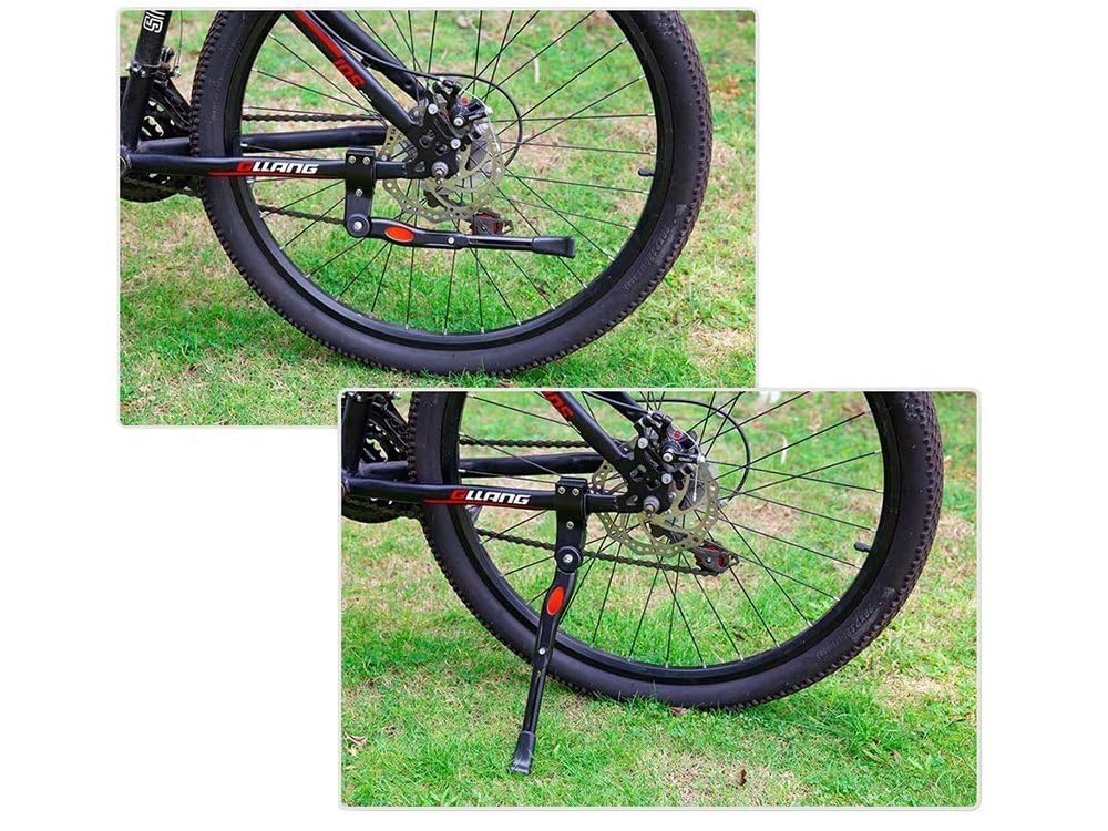 Podpórka stopka na rower nóżka rowerowa regulowana, z antypoślizgową gumową stopą, boczna podpórka rowerowa, uchwyt rowerowy 24-27 cali, BMX, ATV, 700c-czarny