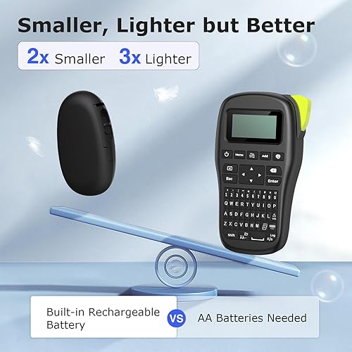 Vista 2 de Máquina etiquetadora Bluetooth SUPVAN E10 con cinta, etiqueta continua impermeable, aplicación versátil con 35 fuentes y más de 1k iconos