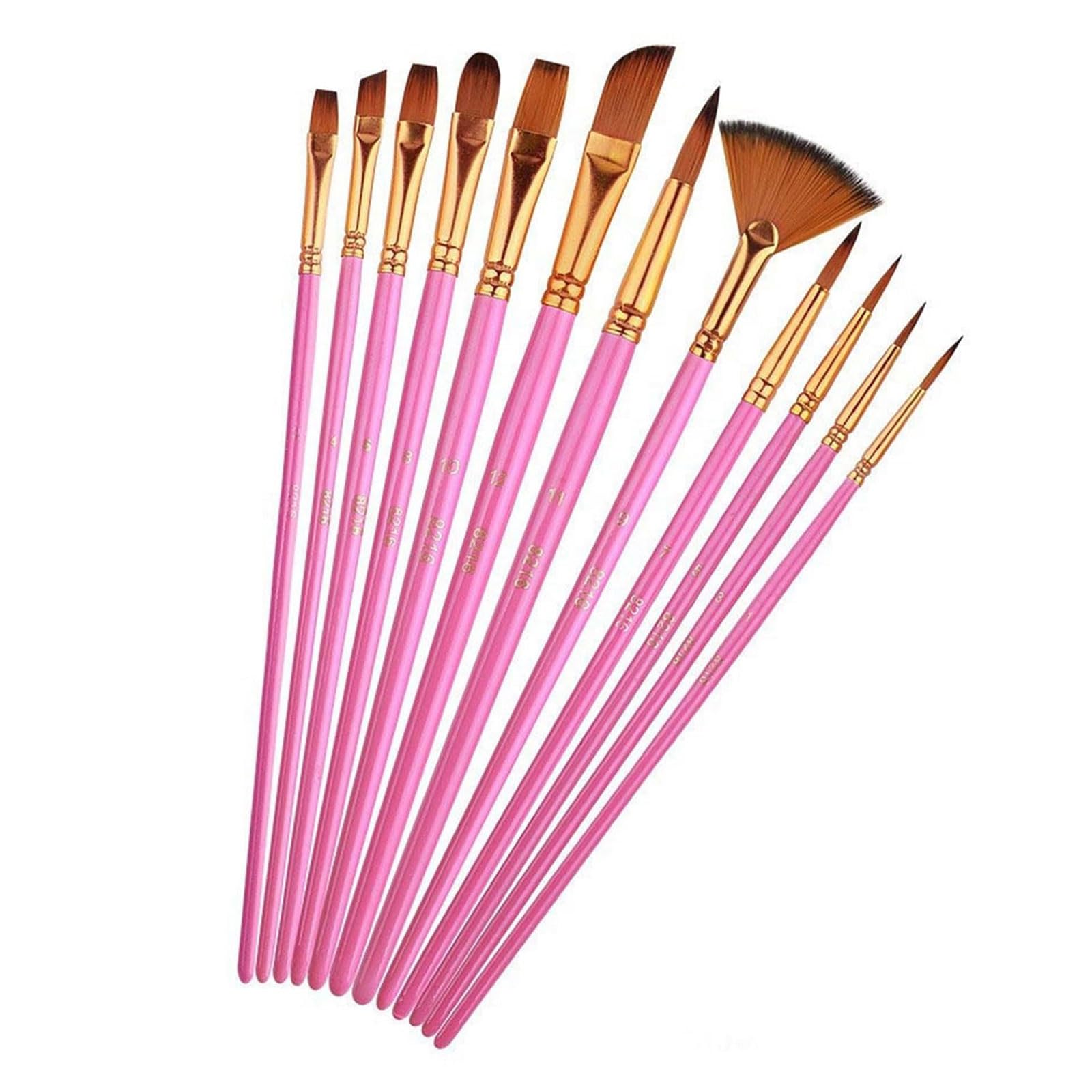 Of 12 Nylon Brush Set Multifunctional Artist Paintbrushes Oil Painting Brushes for Acrylic Paint Professional Paint Painting Brushes for Acrylic Watercolor Nylon Set Multifunctional Paintbrushes